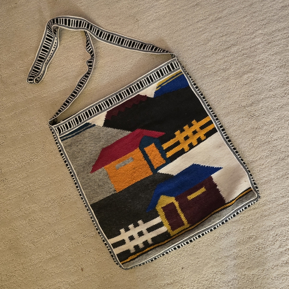 Vintage Woven Wool Hand Made Cross Body Shoulder‎ Bag  🇪🇨 Ecuador 🇪🇨 Boho